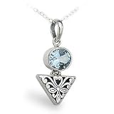 Sterling Silver 4.5 Carat Blue Topaz Pendant Necklace, 16 Inch Chain