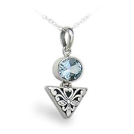 Sterling Silver 4.5 Carat Blue Topaz Pendant Necklace, 16 Inch Chain
