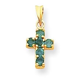 Buy 14k Small Emerald Cross Pendant by ReligiousJewelryStore