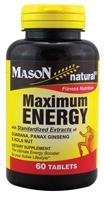 Mason Natural Maximum Energy With Guarana, Panax Ginseng and Kalanut Tablets - 60 Ea