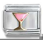 Clearly Charming 18K Martini/Pink & Red Lively Libation Drink Food Theme Charm