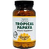 Papaya Natural Tropical 25 mg Chewable 200 Tablets, Country Life