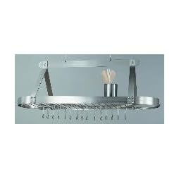 48 x 19 x 15½ Oval Satin Nickel Pot Rack , 24 Hooks, RTA