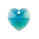 Swarovski Crystal Heart - 10mm - Blue Zircon AB : Pack of 2