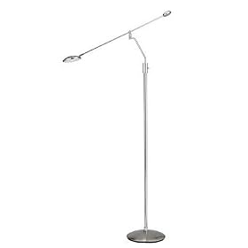 Energy Saving Floor Lamp with Balance Arm - Satin Steel Finish by Adesso
