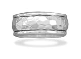 10.5mm Polished Hammered Sterling Silver Spin Ring - Size 12 - JewelryWeb