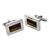 Sterling Silver Ebony Wood Inlay Cufflinks
