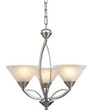 ELK Lighting 7635-3 Elysburg 3 Light Single Tier Chandelier in Satin Nickel with Marbleized glass ELK Lighting 7635-3 Elysburg 3 Light Single Tier Chandelier in Satin Nickel with Marbleized glass