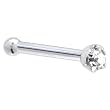 Solid 14KT White Gold 1.5mm Genuine Diamond Nose Bone - 20 Gauge