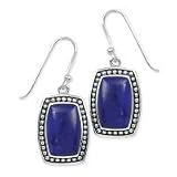.925 Silver and Lapis Rectangular Earrings