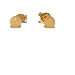 Aragonite Earrings 03 Stud Ball Yellow Round Gold Post Crystal Gemstone 4mm