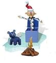 Rudolph the Red Nosed Reindeer Charlie in the Box Action Figure with Misfit Birdbear, Iceberg base and Campfire