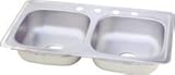Elkay k233224 Self Rimming Double Bowl Kitchen Sink with 4 Hole Faucet Drilling, 33 Long x 22 Wide, 