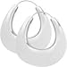 Thick Genuine Sterling Silver Oval Hoop Earrings title=