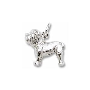 Bulldog Charm in White Gold