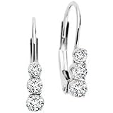 10kt. White Gold, 1/4 ct. tw. Three Diamond Earrings