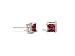 14K White Gold Square Created Ruby Stud Earrings