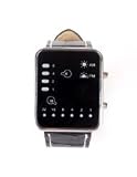 Neewer Cool Fashion Binary Yellow & Red LED Date Digital Man Lady Leather Watch Black