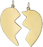 Plain Mizpah with Split Hearts, 14K Gold Charm