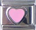 Clearly Charming Pink Heart with Silver Outline Italian Charm