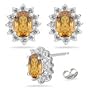 0.08 Ct Diamond & 9.34 Ct Citrine Earrings in 14K White Gold