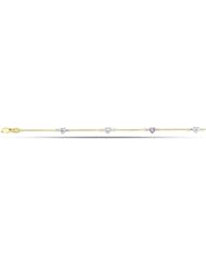 14K Yellow And White Gold Fancy Hearts Anklet (10 Inches)