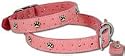 Omni Pet Faux Ostrich Leather Dog Collar - Pink Paws 20"