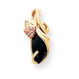 10k Black Hills Gold Onyx and Leaf Pendant