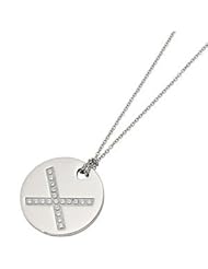 Cz Round Kiss Pendant On 18" Anchor Chain Stainless Steel P624