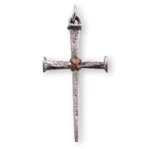 Sterling Silver and 24K Gold over Sterling Silver Two Tone Nail Cross and 24-inch Chain