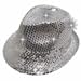 Sequins LED Light up Fedora Trilby Hat - Color: Silver
