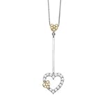 14K Two-Tone Gold Yellow and White Diamond Heart Pendant