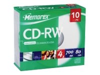 MEMOREX: MEMOREX 10xCDRW 700MB 80Min 4x Slim Jewel