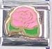 Jewelry : Clearly Charming Pink Rose with Leaf Italian Charm