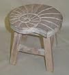 Nautilus Shell Hand Carved Wooden Foot Stool