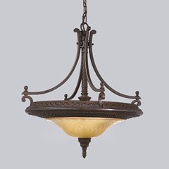 Murray Feiss F2029/3PAL Casbah Three-Light Uplight Fixture in a Palladio Finish and Amber Etched Glass