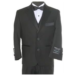 Elegante Boys Three Piece Black Tuxedo + Free Tie (A201tux-blk)