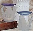 Aromatherapy Scented Oil Diffuser Wavy Frosted Glass and Purple Saucer