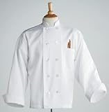 White, 10 Pearl Button Chef Coat, Large