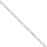 Sterling Silver 3mm Figaro Chain Ankle Bracelet - 10 Inch - Lobster Claw - JewelryWeb