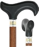Walking Cane Black Leather w/ Ash Espresso Shaft