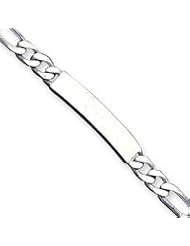 Sterling Silver 8inch Engraveable Antiqued Figaro Link ID Bracelet