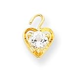 14k Yellow Gold April Birthstone Heart Charm