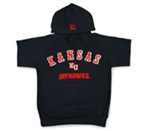 Buy Kansas Jayhawks Hooded Short Sleeve Sweatshirt by Star Struck