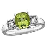 14kt. White Gold, Peridot & Diamond Fashion Ring