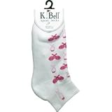 K-Bell Tennis Pink Ribbon Sock (COLOR: White/Pink, SOCK SIZE:9 To 11)