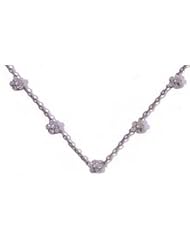 14k Sold Gold Round Diamond Five Small Daisy Necklace (0.55 ct.tw.)