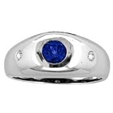 14k White Gold Round Tanzanite and Diamond Ring .91 TCW