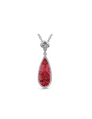 6.72Ct Pear Cut Ruby & Diamond Accented Pendant 14K Gold