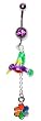 .925 sterling silver Hummingbird and Flower. Surgical steel curved barbell belly button ring